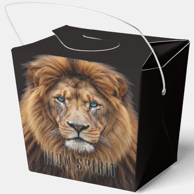 Majestic Lion Face with Blue Eyes | Wildlife Anima Favour Box (Back)