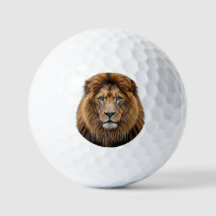 Majestic Lion Face with Blue Eyes   Wildlife Anima Golf Balls