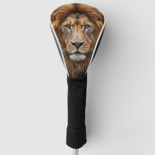 Majestic Lion Face with Blue Eyes   Wildlife Anima Golf Head Cover