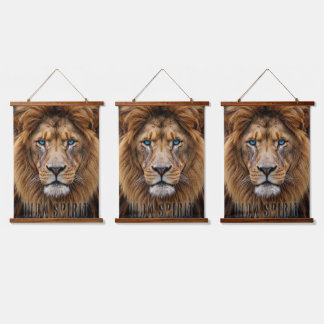 Majestic Lion Face with Blue Eyes | Wildlife Anima Hanging Tapestry