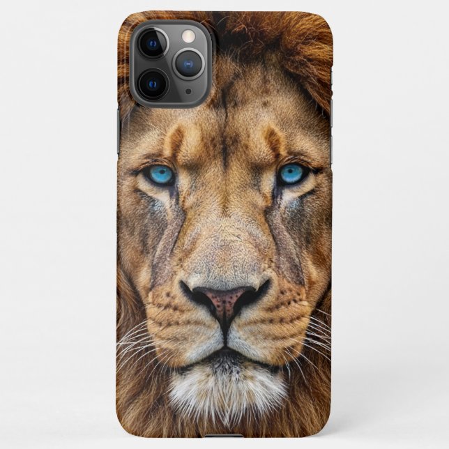 Majestic Lion Face with Blue Eyes | Wildlife Anima iPhone Case (Back)