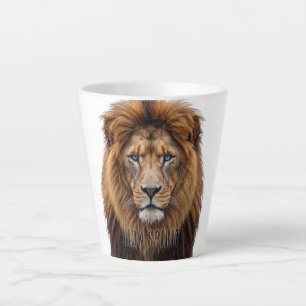 Majestic Lion Face with Blue Eyes Wildlife Anima Latte Mug
