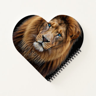 Majestic Lion Face with Blue Eyes | Wildlife Anima Notebook