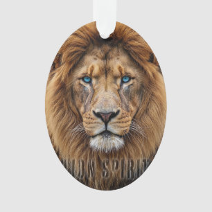Majestic Lion Face with Blue Eyes Wildlife Anima Ornament