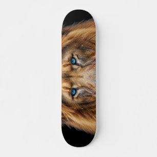 Majestic Lion Face with Blue Eyes Wildlife Anima Skateboard