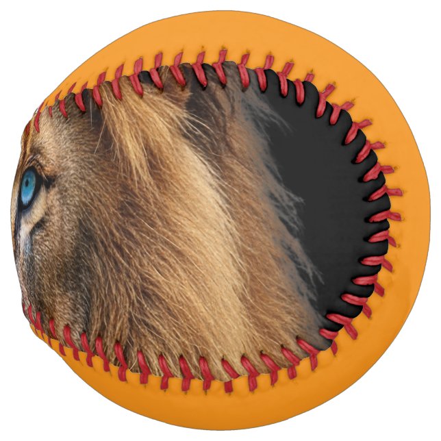 Majestic Lion Face with Blue Eyes | Wildlife Anima Softball (Back Left)