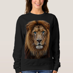 Majestic Lion Face with Blue Eyes   Wildlife Anima Sweatshirt
