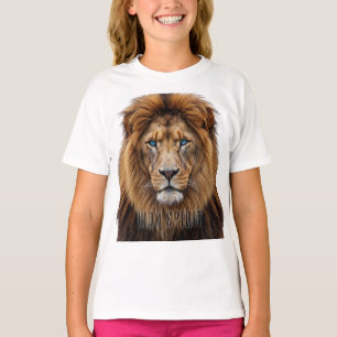 Majestic Lion Face with Blue Eyes   Wildlife Anima T-Shirt