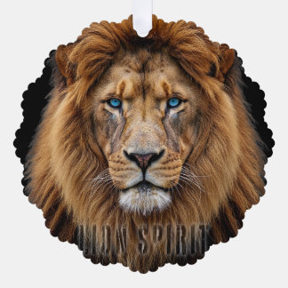 Majestic Lion Face with Blue Eyes | Wildlife Anima Tree Decoration Card