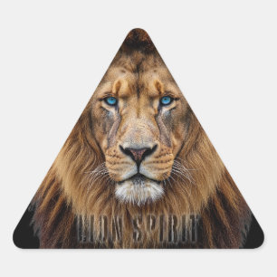Majestic Lion Face with Blue Eyes Wildlife Anima Triangle Sticker