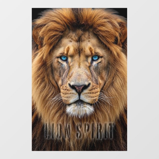 Majestic Lion Face with Blue Eyes | Wildlife Anima Window Cling (Sheet)