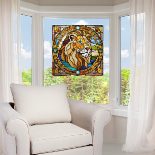 Majestic Lion Faux Stained Glass Window Cling