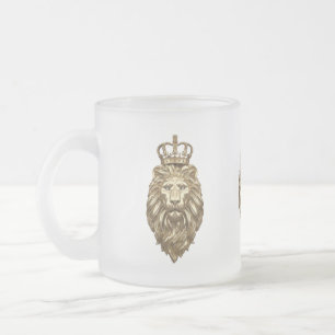 Majestic lion frosted glass coffee mug