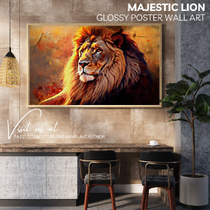 Majestic Lion Glossy Poster Wall Art
