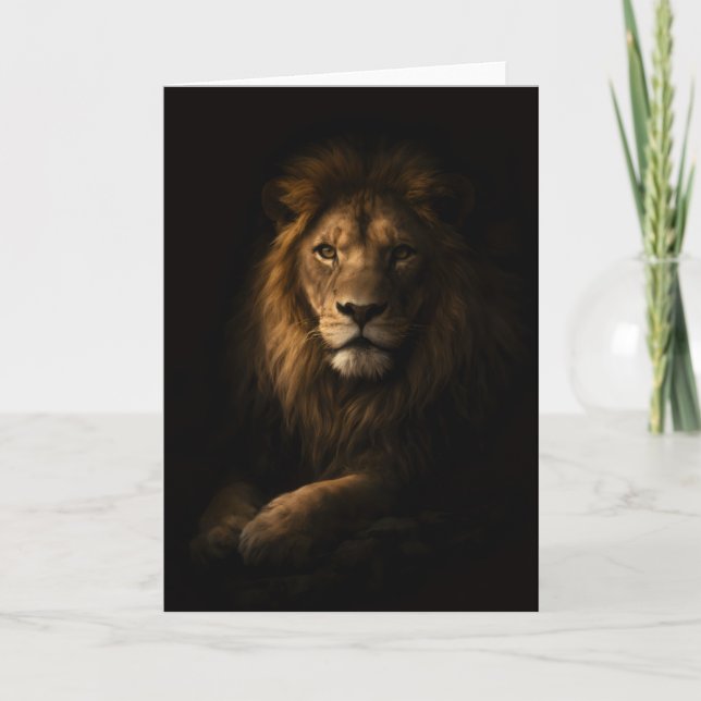 Majestic Lion Greeting Card (Front)