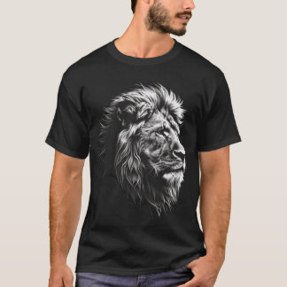 Majestic Lion Head Graphic T-Shirt – Bold Black Te