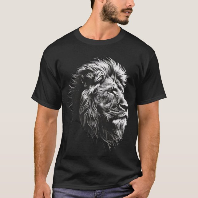 Majestic Lion Head Graphic T-Shirt – Bold Black Te (Front)
