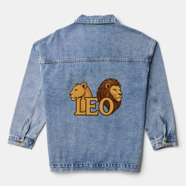 Majestic Lion & Lioness Fusion – Bold Wildlife  Denim Jacket (Back)