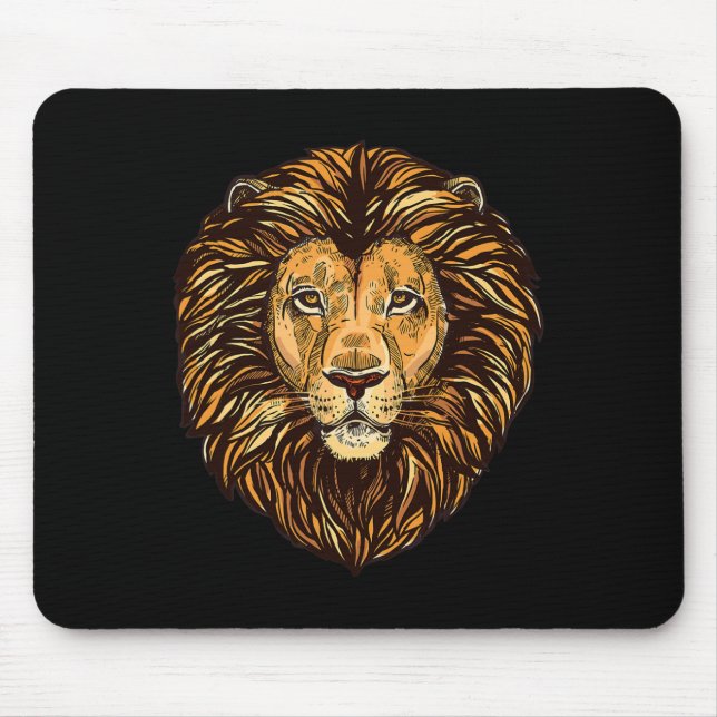 Majestic Lion Mane Detailed Art - Cute Animals Fro Mouse Mat (Front)