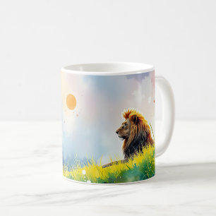 Majestic Lion on a Sunlit Hill Coffee Mug