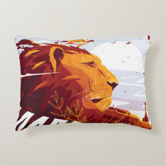 Majestic lion on safari King of beasts lying and g Decorative Cushion