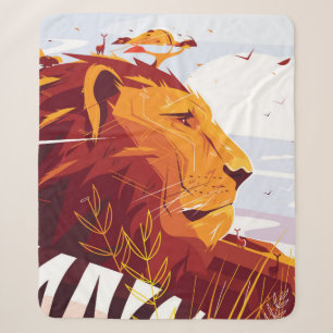 Majestic lion on safari King of beasts lying and g Sherpa Blanket