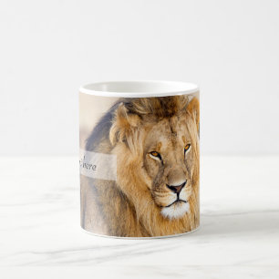 Majestic lion photo personalised coffee mug