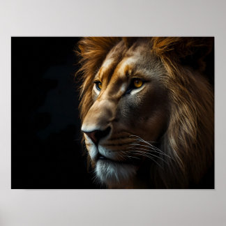 Majestic Lion Portrait Cinematic Wall Art Poster