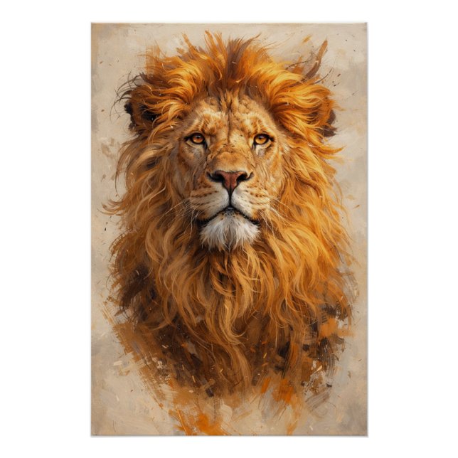 Majestic Lion Portrait – Golden Power Poster (Front)