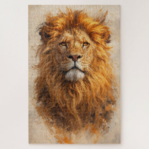 Majestic Lion Portrait – Golden Power Puzzle