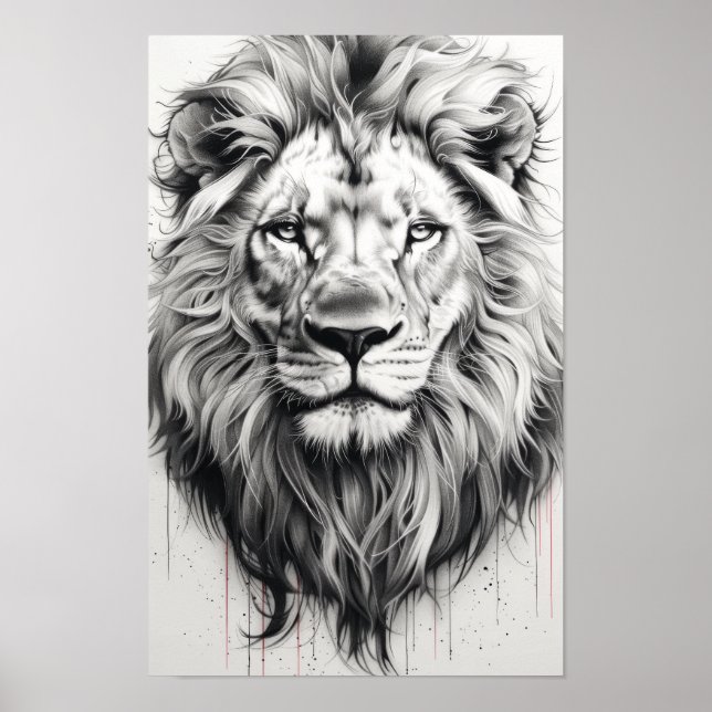 Majestic Lion Portrait Poster (Front)