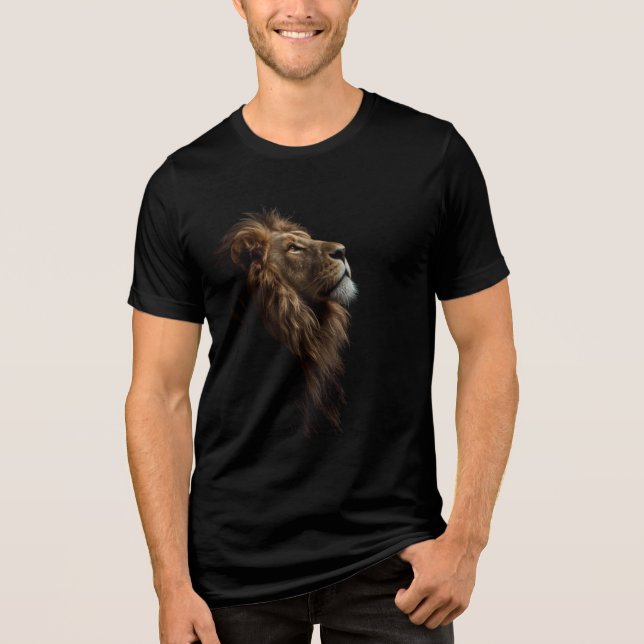 Majestic Lion Portrait Strength & Royal Confidence Tri-Blend Shirt (Front)