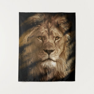 Majestic Lion Portrait Wildlife Art Tapestry