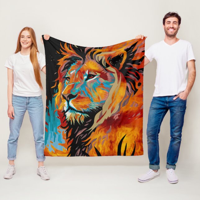 Majestic Lion Protecting Forests Fleece Blanket (In Situ)