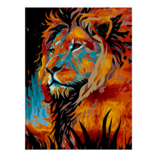Majestic Lion Protecting Forests Poster