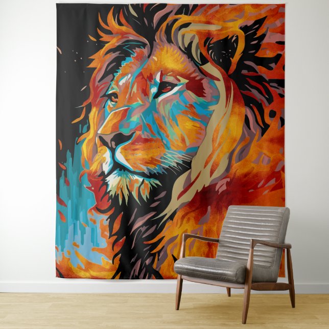 Majestic Lion Protecting Forests Tapestry (In Situ)