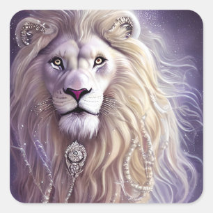 Majestic Lion Safari Fantasy Art Square Sticker