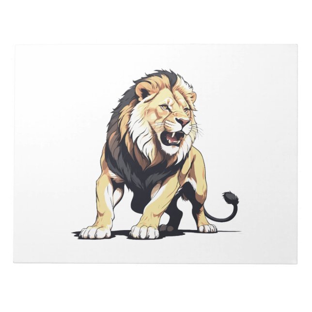 Majestic Lion Silhouette in Bold Vector Art Notepad (Front)