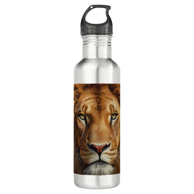 Majestic Lion Stainless Steel Water Bottle Powerfu (Front)