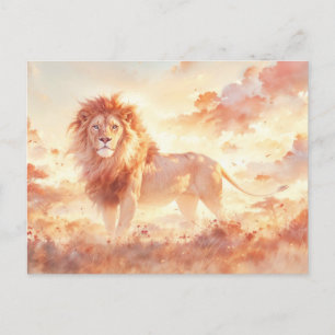 Majestic Lion Sunlit Savanna Postcard