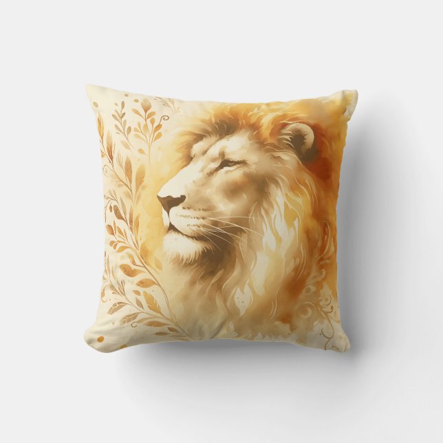 Majestic Lion Watercolor Design  Cushion (Front)