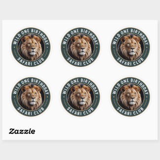 Majestic Lion Wild One Birthday Safari Club Round  Classic Round Sticker