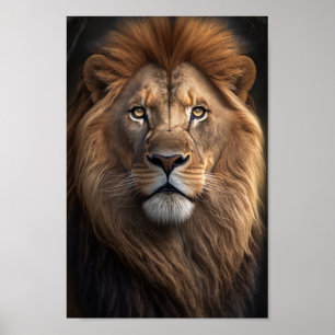 Majestic Lion with beautiful manes Poster