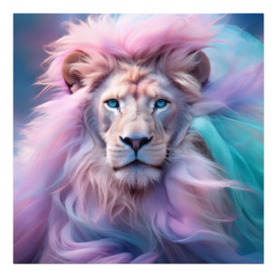 Majestic Lion with Silk-Like Pastel Fur - Ethereal Photo Print