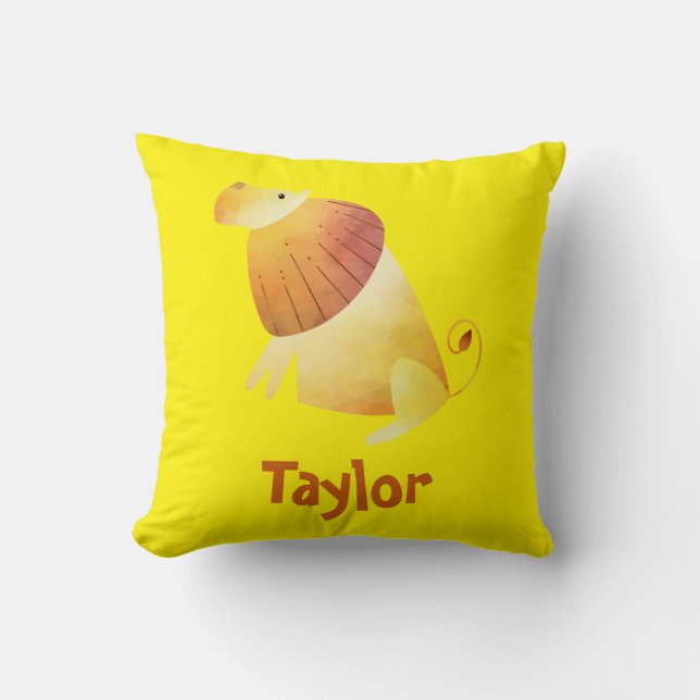 Majestic Lion Yellow Cushion (Front)
