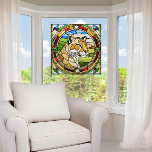 Majestic Lioness Faux Stained Glass Window Cling