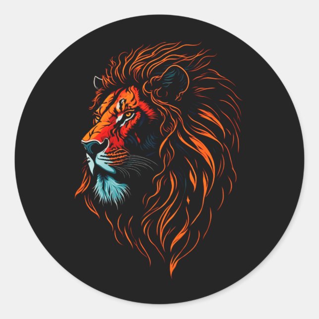 Majestic Lion's Face Classic Round Sticker (Front)