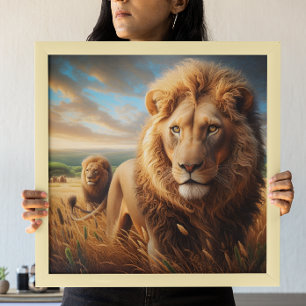 Majestic Lions Roaming Free Poster