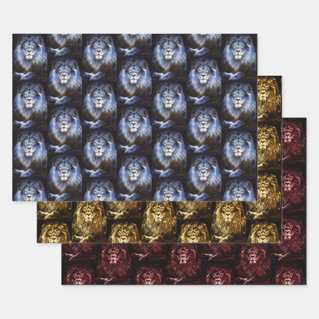 Majestic Lions Wildcat Collection Wrapping Paper Sheet (Set)