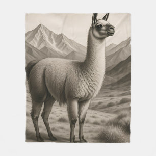 Majestic Llama in Andean Mountains Fleece Blanket